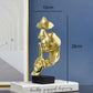 Home Decor Thinker Statue Sculpture Silence Is Gold Figurines Resin Retro  For Office Study Living Room Abstract Face Ornaments