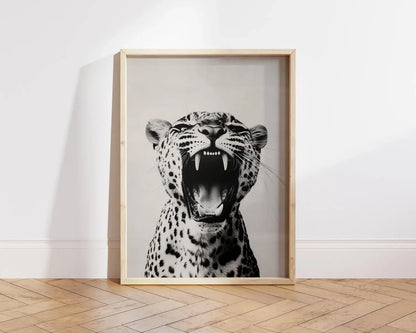 Fashion Stylish Wall Art Print - Trendy Leopard Roar Print - Black and White - Home Decor - Printable Wall Art Digital Download