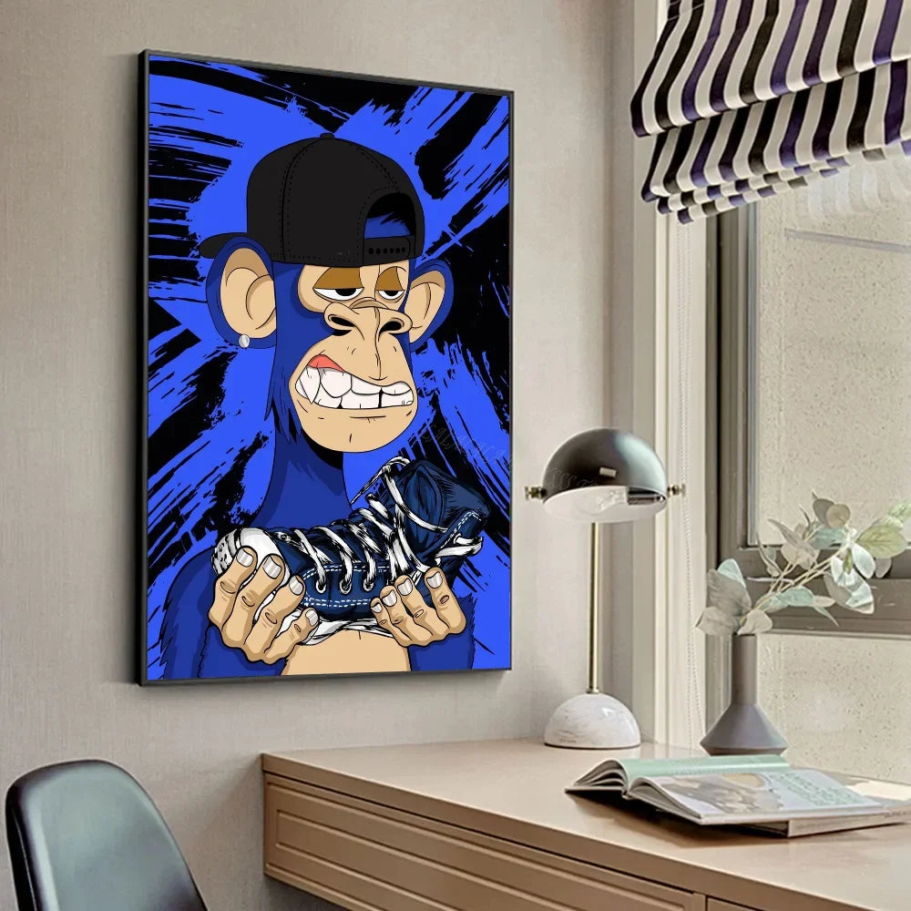 Funky Funny Animal Monkey With A Hat Fashion Bored APE A Poster HD Posters Home Room Bar Cafe Decor Art Wall Painting Picture
