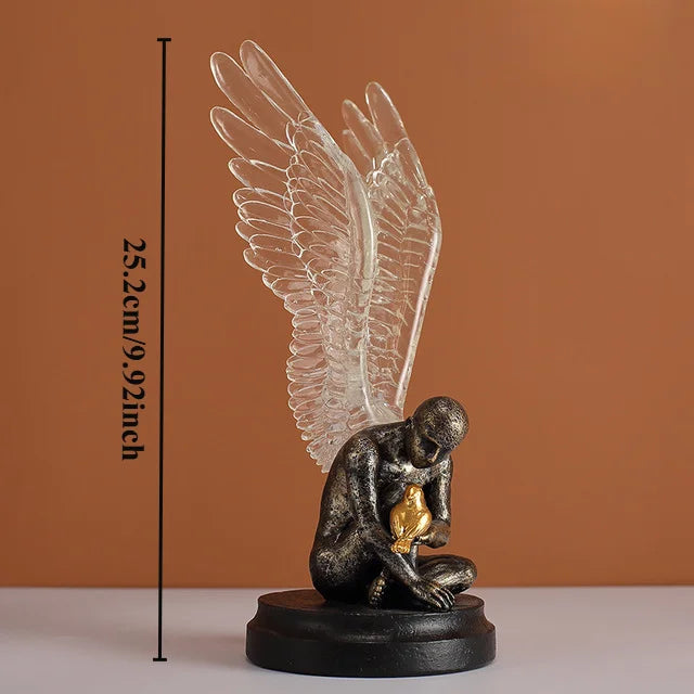 Angel Wings Model Statue Golden Silver Resin Creative Modern Abstract Sculpture Home Decor Living Room Decoration Office Decor