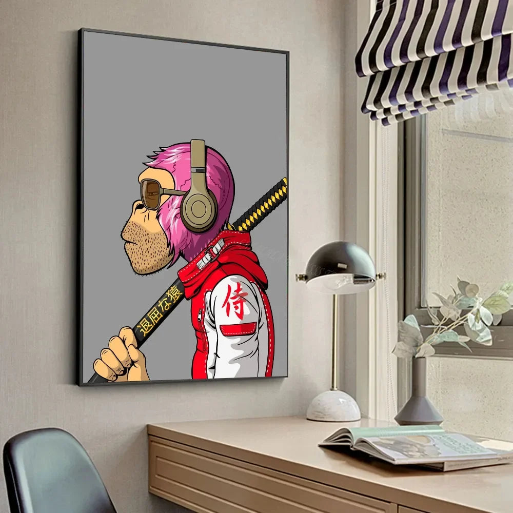 Funky Funny Animal Monkey With A Hat Fashion Bored APE A Poster HD Posters Home Room Bar Cafe Decor Art Wall Painting Picture