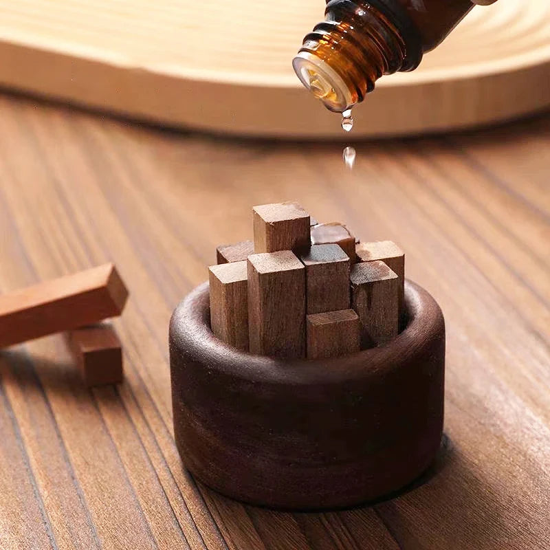 Natural Wood Essential Oil Diffuser Fireless Aroma Aromatherapy Fragrance Diffused Home Office Decoration Crafts
