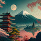 Japanese Cherry Blossom Fuji Mountain Sunset Tokyo Scenery Poster HD Printed Canvas Painting Wall Art Pictures Room Home Decor