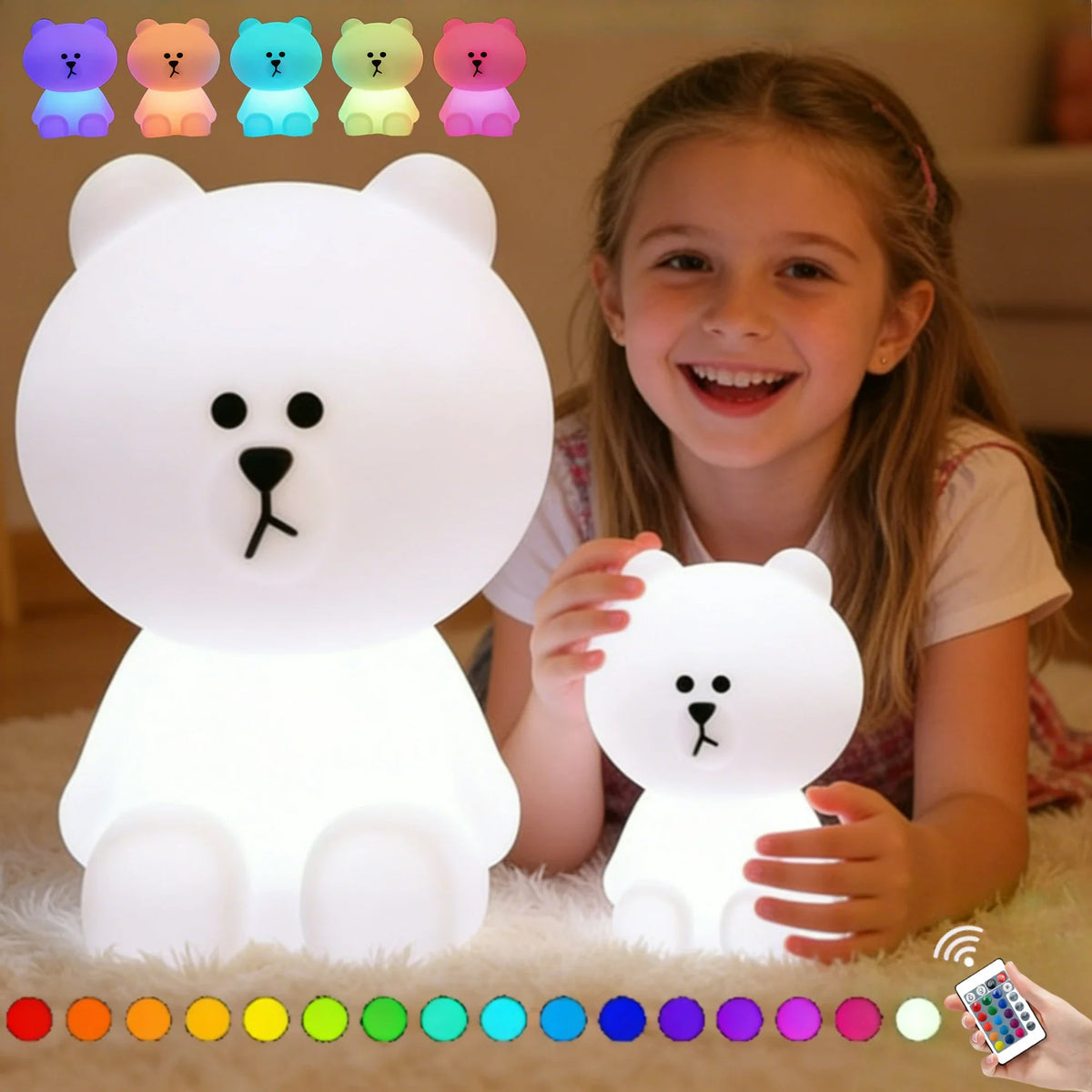 Cute Lighting Mood Light with Remote Control Dimming Cute Cartoon Children's Gift Bedroom Bedside Lamp Living Room Floor Lamp