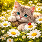Cute Kittens Various Scenes Poster Funny Baby Cat in Daisy Field Watching Sunset on Beach Sleeping Canvas Print for Home Decor