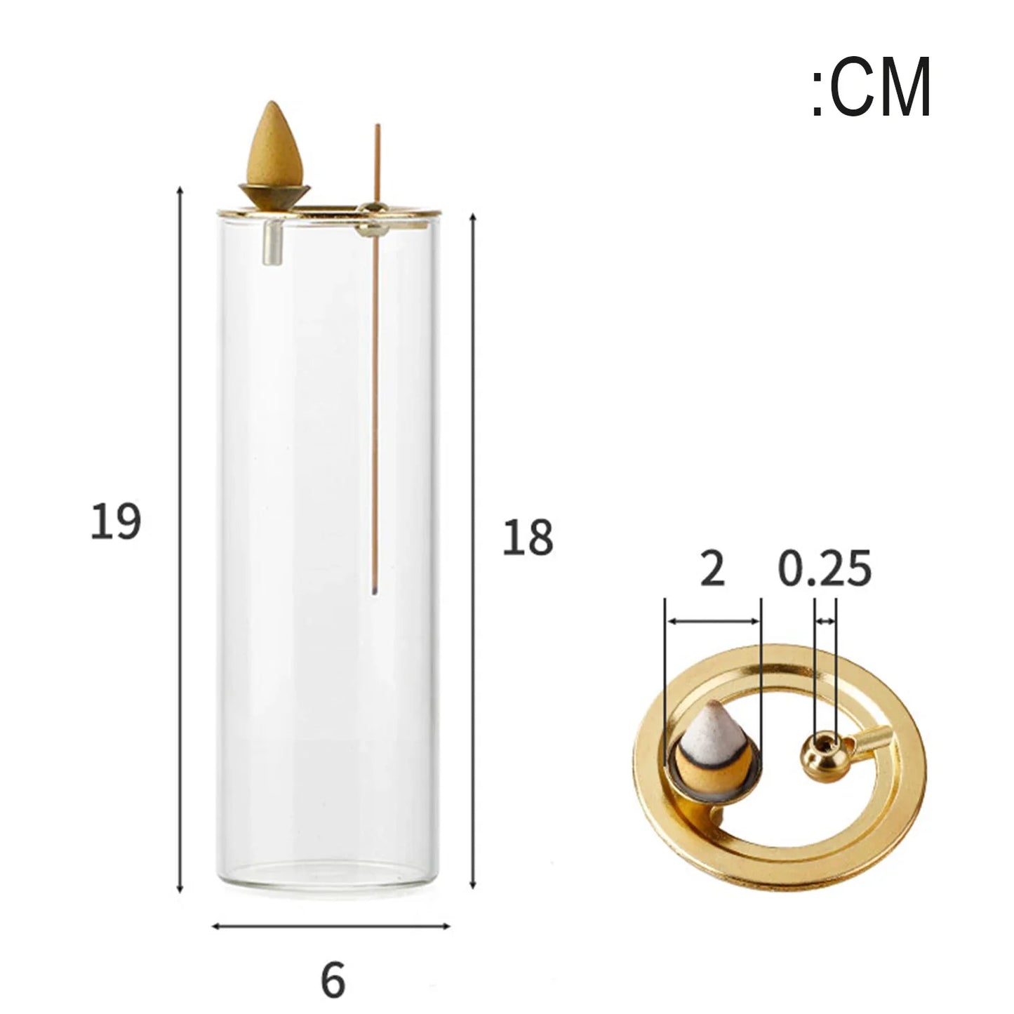 2 in 1 Glass Incense Holder Backflow Incense Burner for Incense Cone Anti-Ash Incense Sticks Holder for Meditation Yoga Spa