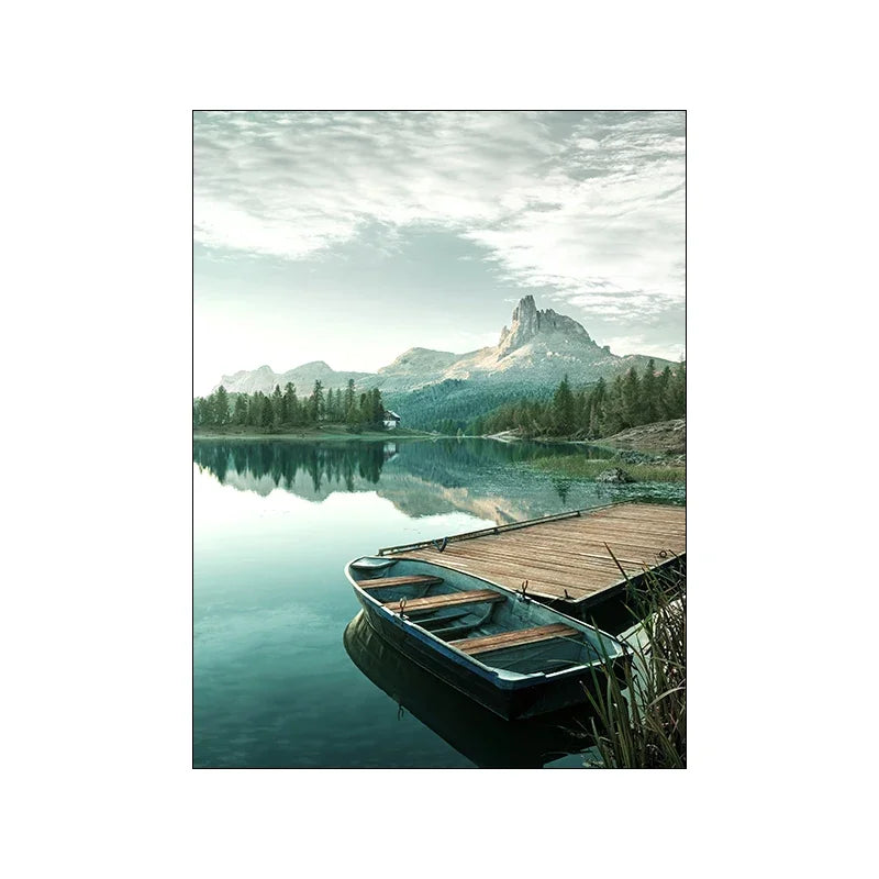Nature Landscape Picture Wall Art Silk Painting Nordic  Modern Scenery Art Home Decor Poster and Print for Living Room Design