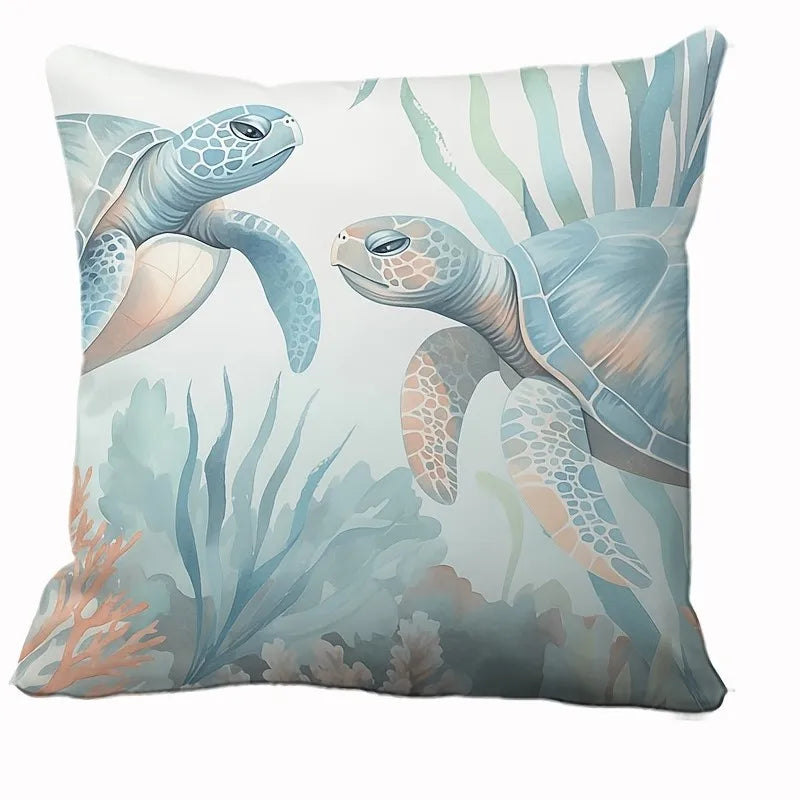 VIKAMA Summer Ocean Style Cool Design, Decorative Pillowcase, Suitable For Sofas, Bed Head Home Decor Pillow Covers, Washable