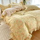 Bonenjoy Pink Color Duvet Cover with Ruffles 100%Cotton Flower Printed housse de couette for Girls Pure Cotton Bed Cover King