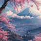 Pink City Asian Travel Japanese Cherry Blossoms At Mount Fuji Poster Light Prints Canvas Painting Wall Pictures Home Room Dec