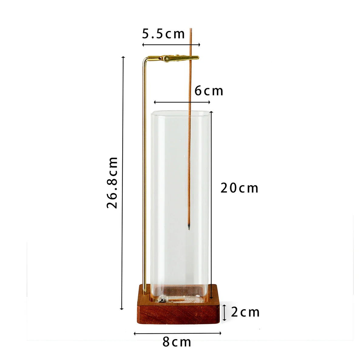 Glass Incense Holder Wooden Incense Holder for Sticks with Glass Ash Catcher Anti-Ash Flying Incense Burner for Yoga Home Decor