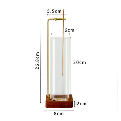 Glass Incense Holder Wooden Incense Holder for Sticks with Glass Ash Catcher Anti-Ash Flying Incense Burner for Yoga Home Decor