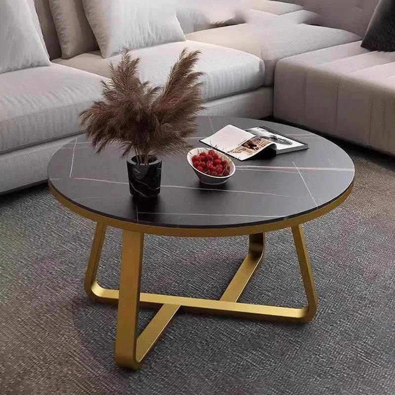 Simplicity Black Coffee Tables Round Nordic Advanced Sense Luxury Coffee Tables Marble Effect Unique Couchtisch Home Furniture