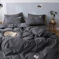 Simple Bedding Set Plaid Sold Color Single Queen Size Duvet Cover No Filling Boys Girls Flat Sheet Pillowcase Kit