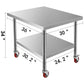 VEVOR Stainless Steel Kitchen Prep Table With 4 Caster Wheels & Backsplash Loads Up to 100KG-300KG for Home Storage Rack Dining