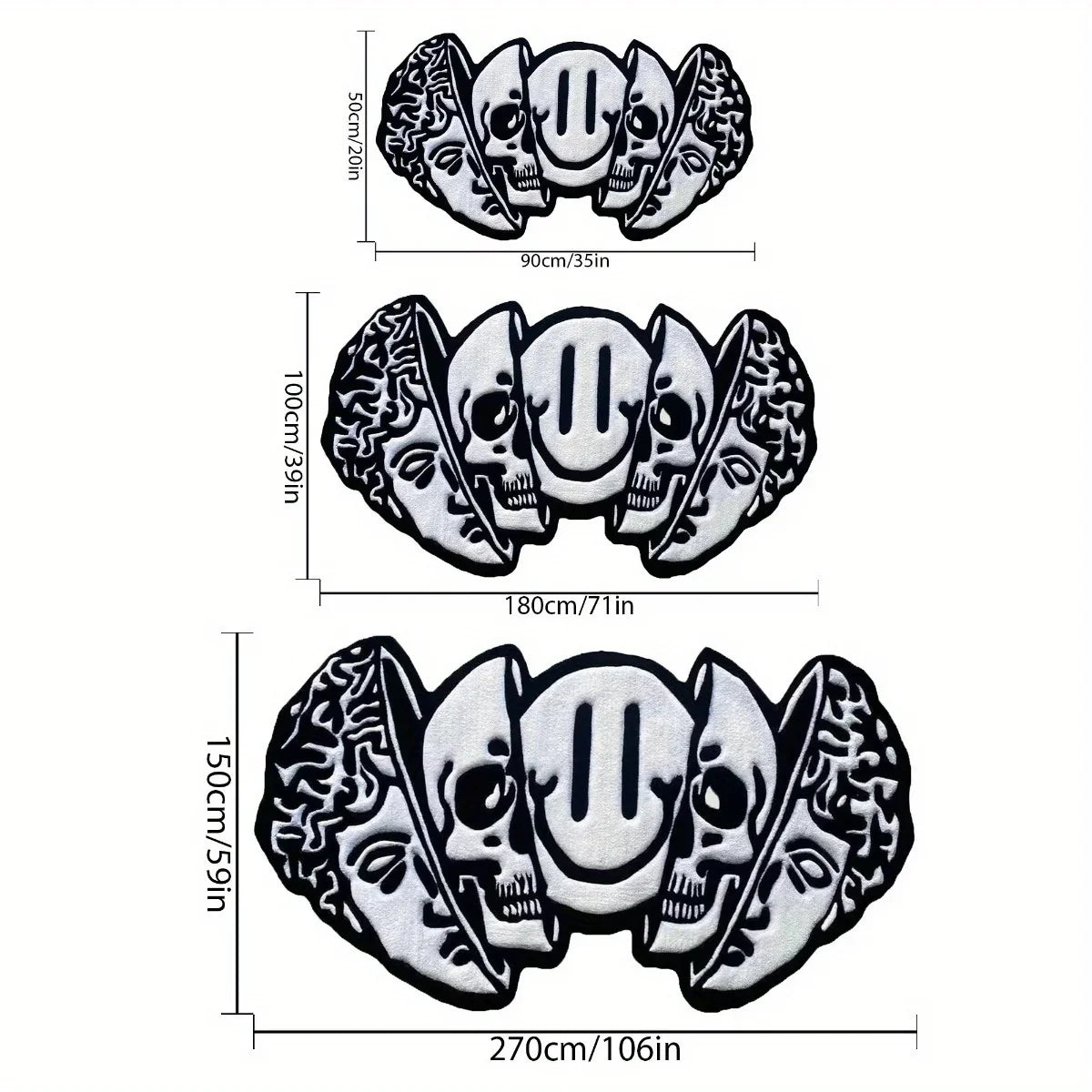 VIKAMA Creative Skull-Shaped Floor Mat Is Non-Slip And Dirt-Proof. Home Decoration Carpet In Living Rooms, Bedrooms, Entrance