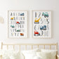 Modern Nordic Style Canvas Print Painting Poster Cartoon Car Letter Number Children Wall Picture Art Studio Kids Room Home Decor