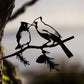 Metal Bird Tree Yard Decor - Crow & Owl Silhouette Steel Art Sculpture, Weather-Resistant Outdoor Garden Decor