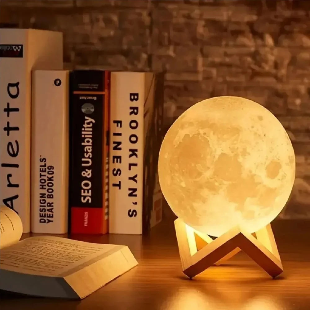 1PC LED 3D Printing Moon Night Lights Warm White Battery Powered Decoration Table Lamp,Atmosphere Lightting For Room Decor&Gifts
