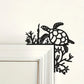 Black Metal Marine Animal Door Frame Decor - Turtle, Dolphin, Octopus, Seahorse & Starfish Patterns, Nautical Coastal Wall Art