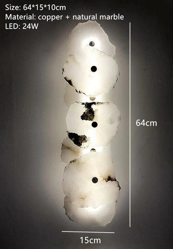 Natural Marble LED Wall Lamp Copper Luxury Novelty Lighting Sconce For Bedroom Living Dining Room Wall Decor Modern Art Design