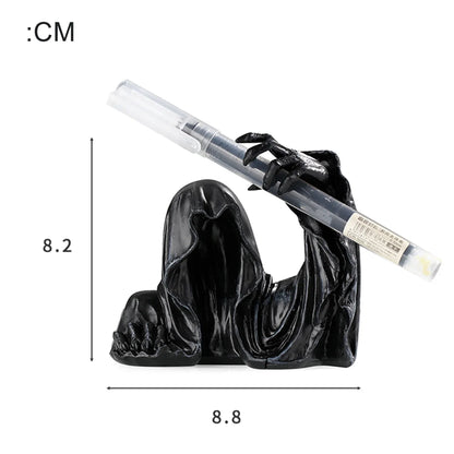 Resin Pen Holder Grim Reaper Sculpture Ink Pen Storage Case Desk Writing Stationary Organizer Office School Supplies Gift