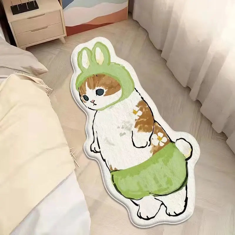 Faux Cashmere Cute Cartoon Pet Carpet Home Bedroom Bedside Decorative Floor Mat Anti-slip Dirty Resistant Machine Washable Rug