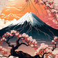 Japanese Cherry Blossom Fuji Mountain Sunset Tokyo Scenery Poster HD Printed Canvas Painting Wall Art Pictures Room Home Decor