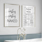 Black and White Modern Funny Nakey Naked Toilet Rules Quote Wall Art Canvas Painting Posters For Bathroom Room Home Decor