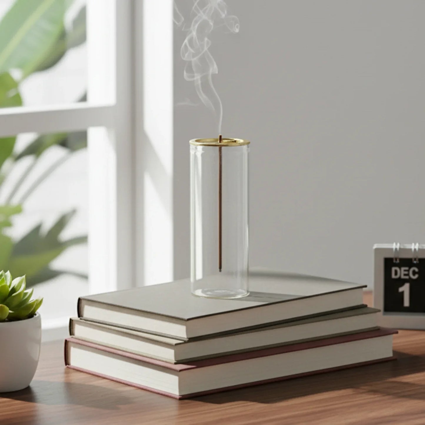 Modern Glass Incense Holder for Short Incense Sticks Anti-Ash Flying Incense Burner with Ash Catcher for Yoga Meditation