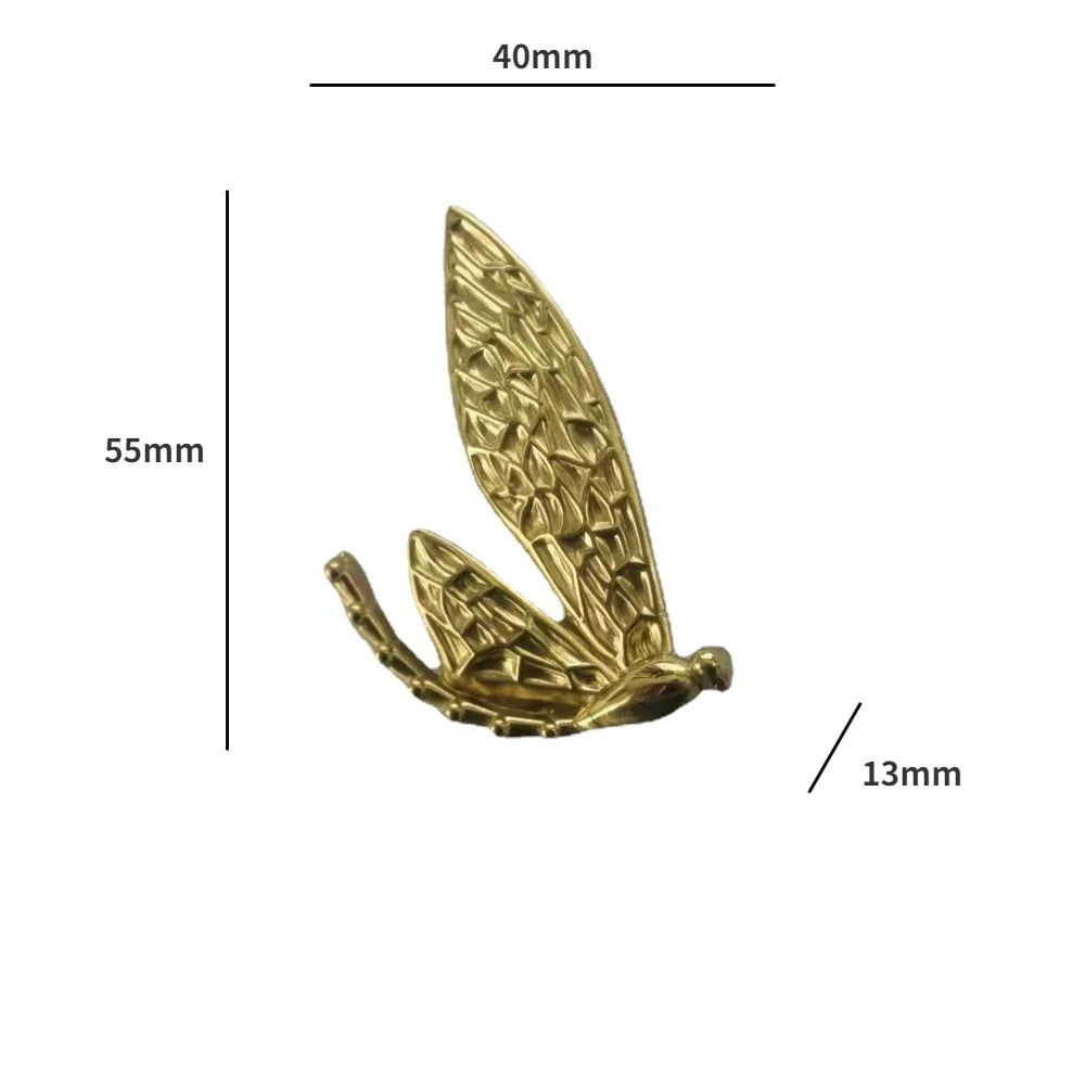 Nordic Gold Dragonfly Single Hole Brass Furniture Handle Luxurious Kitchen Drawer Handles Hardware Dresser Cabinet Pulls