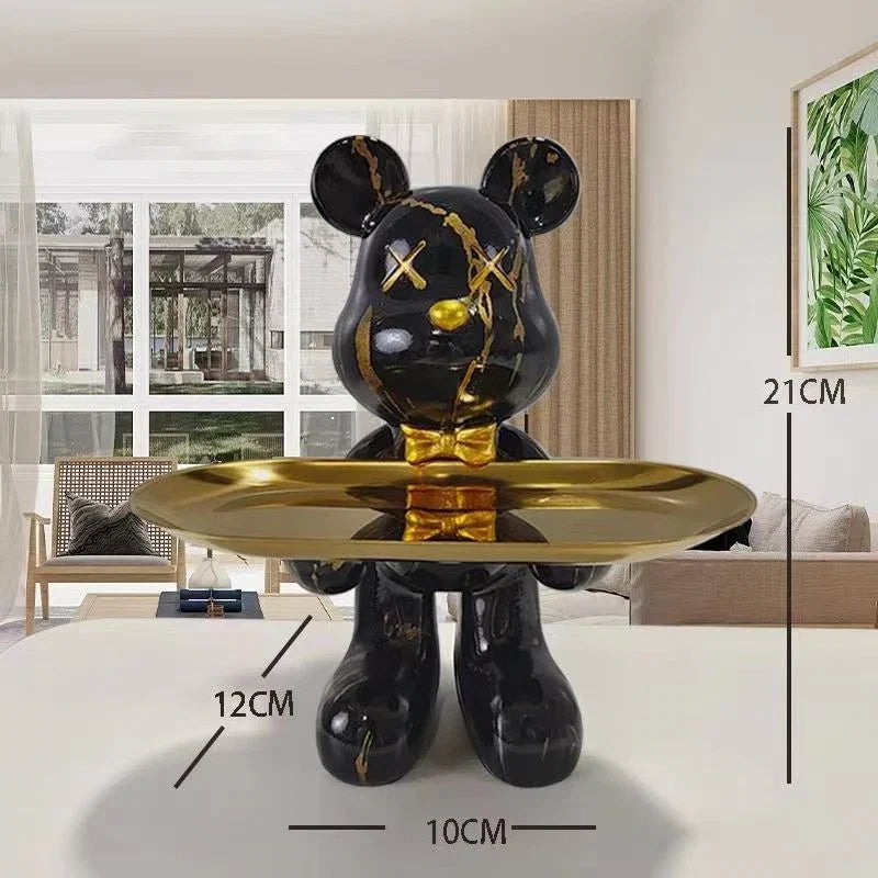 21cm Graffiti Bear Ornament Figurine Home Decoration Animal Statue Keys Storage Shelf Modern Room Sculpture Table Decor Gift
