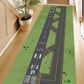 Realistic Airport Runway Carpet Mat Rug, Aviation Theme & Interactive home decoration with Grey Green Tone for Hallway Playroom