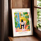 Black cat on toilet, Bathroom wall art, Matisse poster, Funny bathroom decor, Pink tropical decor
