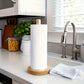 Bamboo Paper Towel Holder Wooden Dispenser Round Countertop Stand Kitchen Bathroom Organization Jewelry Accessories Storage Rack