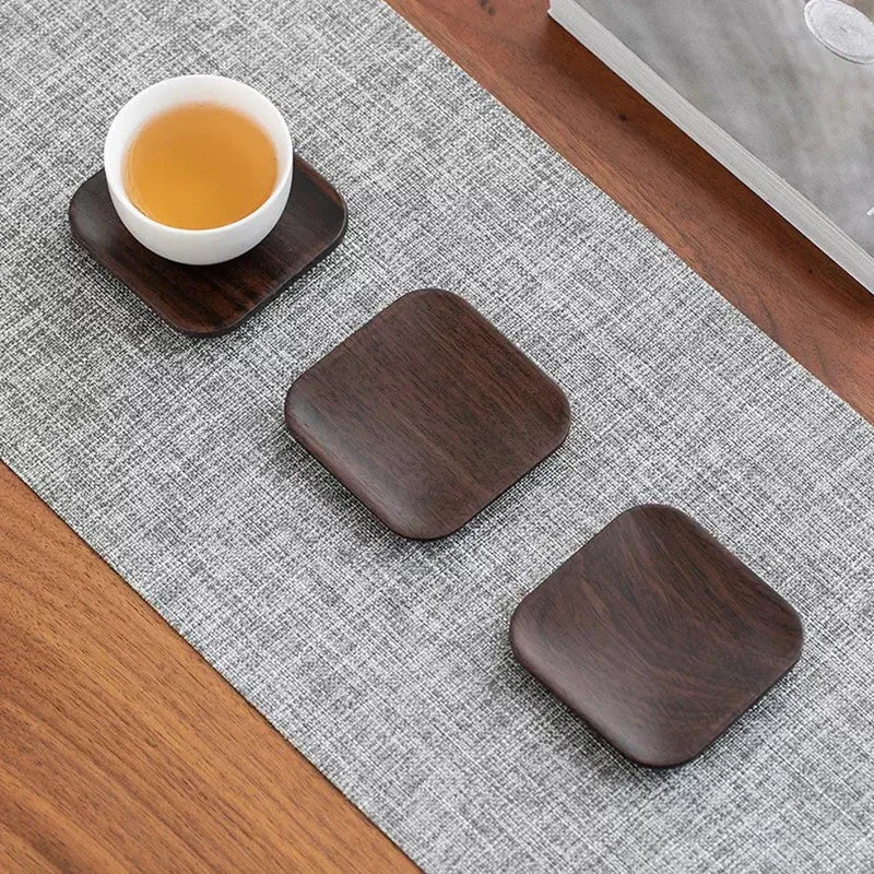 Vintage Ebony Coaster Wooden Heat Insulation Cup Pad Drink Cup Coaster for Tea Coffe Milk Kitchen Supplies