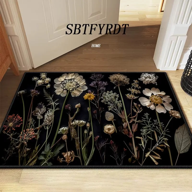 Floral Soft Door Mat Home Carpet Rug