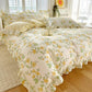 Bonenjoy Pink Color Duvet Cover with Ruffles 100%Cotton Flower Printed housse de couette for Girls Pure Cotton Bed Cover King