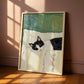 Sleeping Tuxedo Cat Wall Art Print: Black and White Cat Painting, Unframed Cat Poster gift decoration