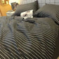 Simple Bedding Set Plaid Sold Color Single Queen Size Duvet Cover No Filling Boys Girls Flat Sheet Pillowcase Kit