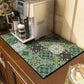 Classical Floral Diatomaceous Earth Coffee Machine Mat Kitchen Bar Absorbent Drainage Mat Washable Thermal Insulation Scald Mat