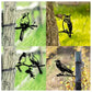 Metal Bird Tree Yard Decor - Crow & Owl Silhouette Steel Art Sculpture, Weather-Resistant Outdoor Garden Decor