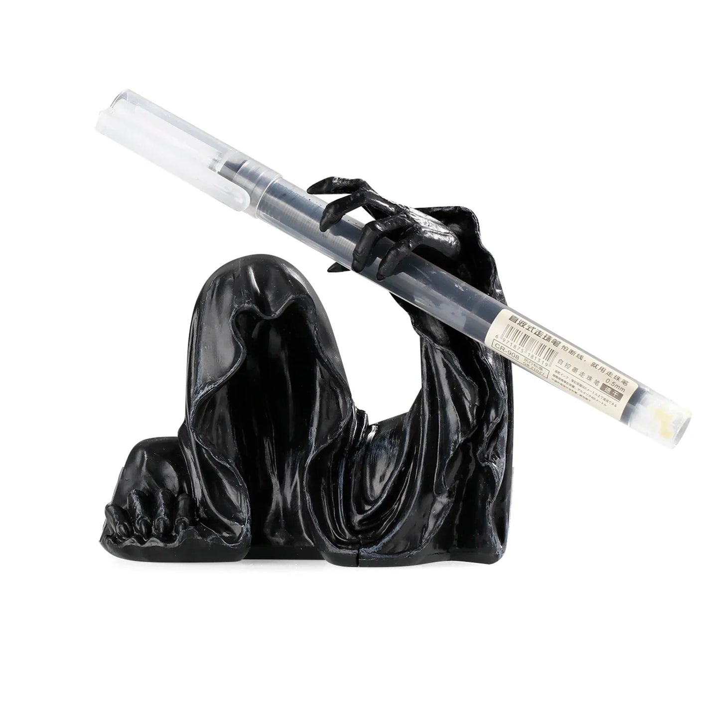 Resin Pen Holder Grim Reaper Sculpture Ink Pen Storage Case Desk Writing Stationary Organizer Office School Supplies Gift