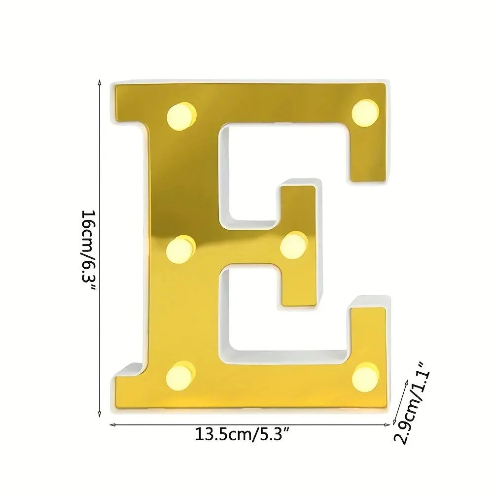 1PC 16cm Golden Numbers&English Led Letter Lights,Battery Powered Decoration Light For Festive,Proposal,Birthday,Wedding,Party