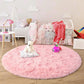 VIKAMA Pink Round Carpet Fluffy Soft Area Floor Mat Children Girls Room Princess Castle Plush Carpet Living Room Home Decor
