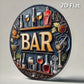 2D Flat, 1pc Vintage Metal Bar Sign - Elegant Wine & Glasses Design, Retro Aluminum Round Wall Art for Bars, Cafes, Beach Houses