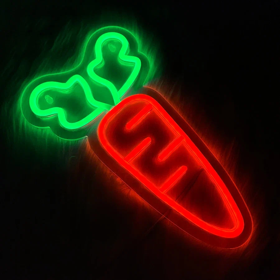 Carrot Led Neon Sign, Vegetable Wall Art Decor, Usb Powered, Used For Bedroom, Home, Restaurant, Kitchen, Bar Party Wall Lamp.
