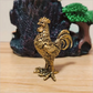 Elegant Brass Rooster Figurine - Intricate Golden Animal Decor for Home, Office, or Gift, Detailed Feathers & Comb, Rustic Table
