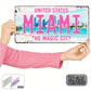 2DFlat Miami retro Metal Aluminum Sign License Plate，Travel Souvenirs，Friend Gift，Birthday Gift