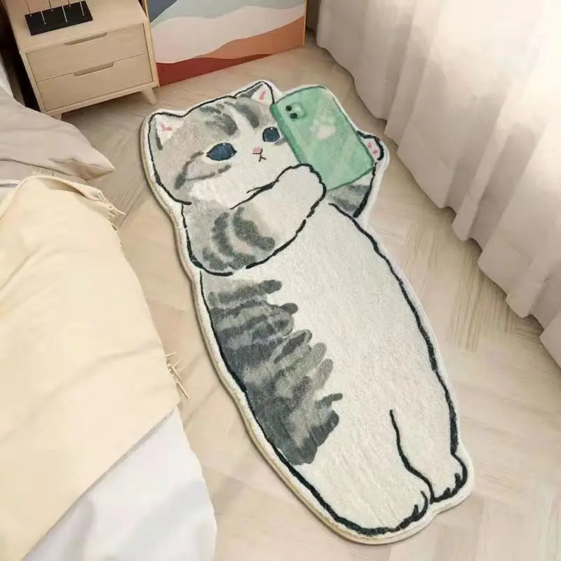 Faux Cashmere Cute Cartoon Pet Carpet Home Bedroom Bedside Decorative Floor Mat Anti-slip Dirty Resistant Machine Washable Rug